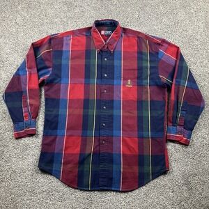 Vintage Chaps Ralph Lauren Shirt Adult Large Plaid Crest Logo Hip Hop 90's Mens